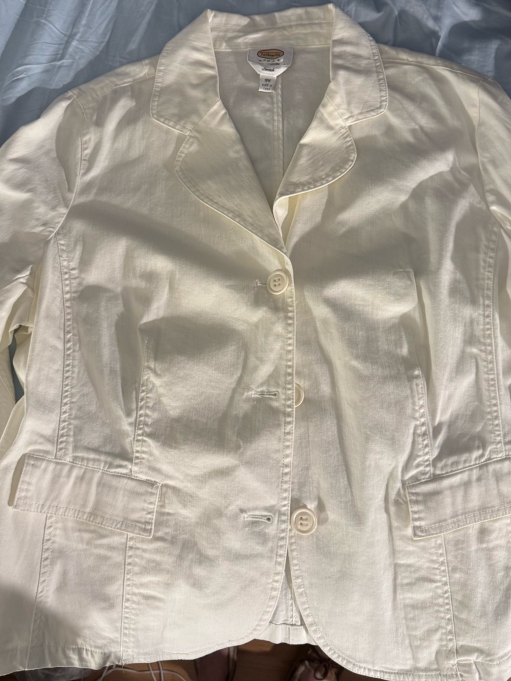 Talbots Cream Notch-Collar Button Front Blazer